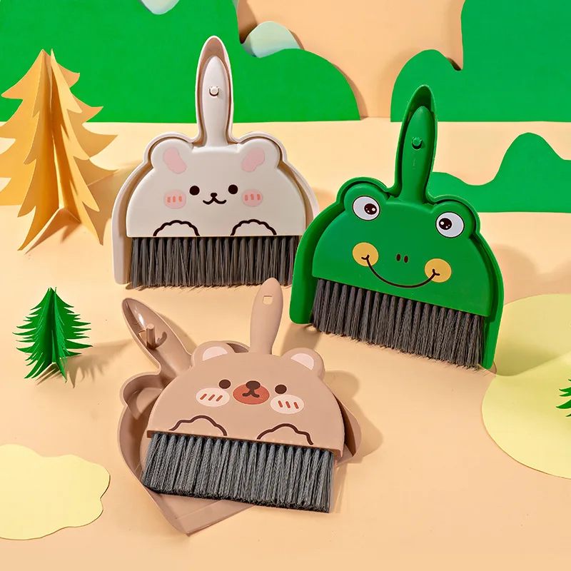 Kids Education Desk - Cartoon Mini Broom Dustpan Set Tabletop