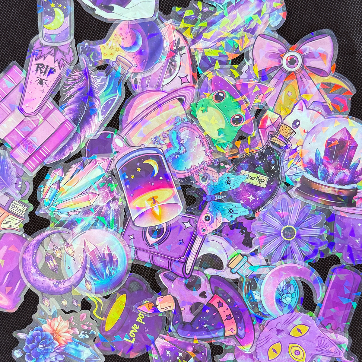 Kids Education Tablets - 50Pcs Transparent PET Laser Gothic Witch