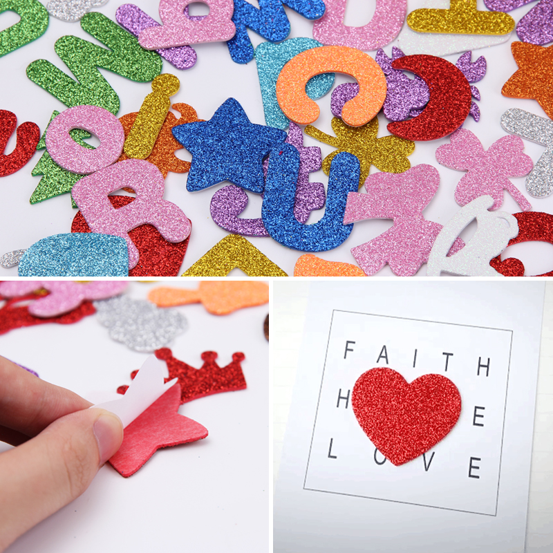 Number Puzzle Foam - Cartoon Glittering effect diy Stickers for