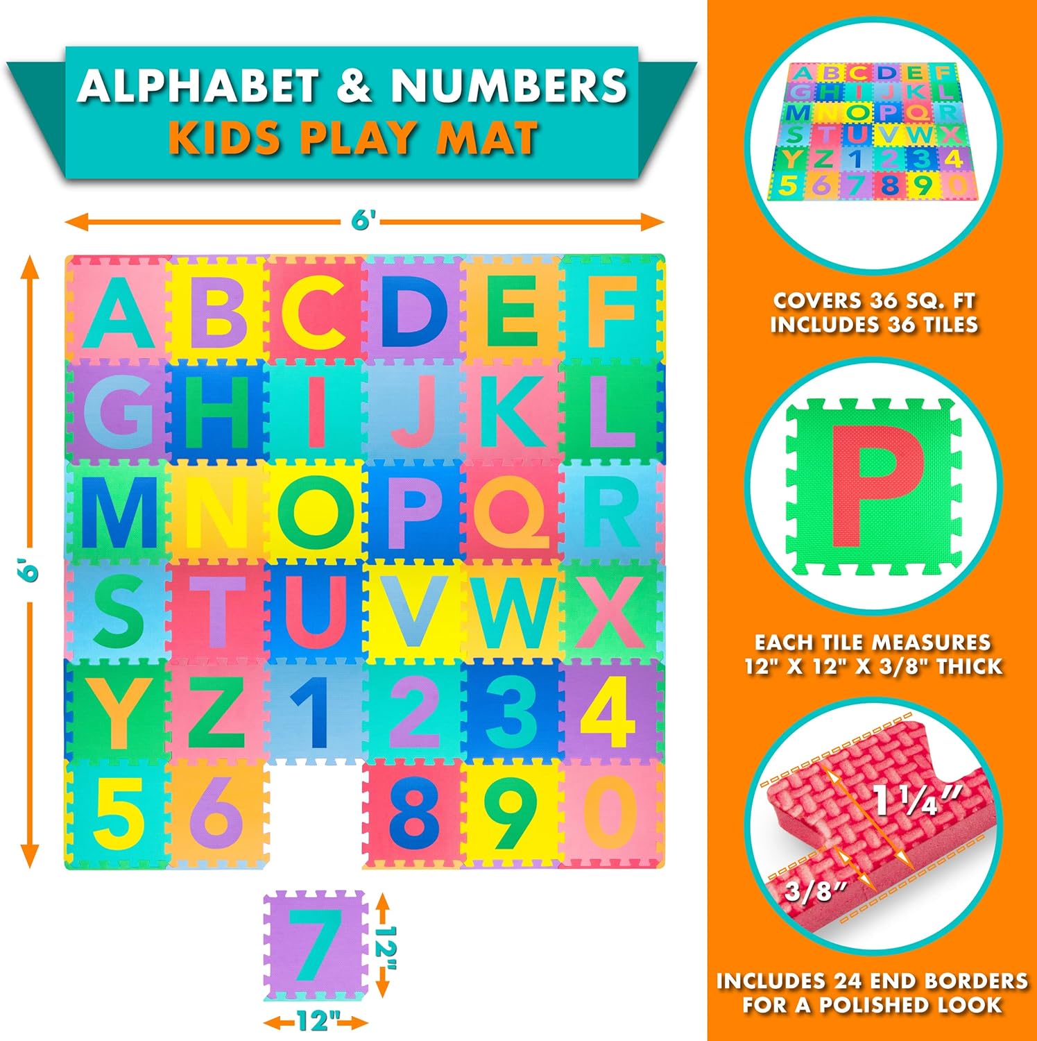 36 Tiles ABC & 123 Puzzle Play - Number Puzzle Foam recension och pris