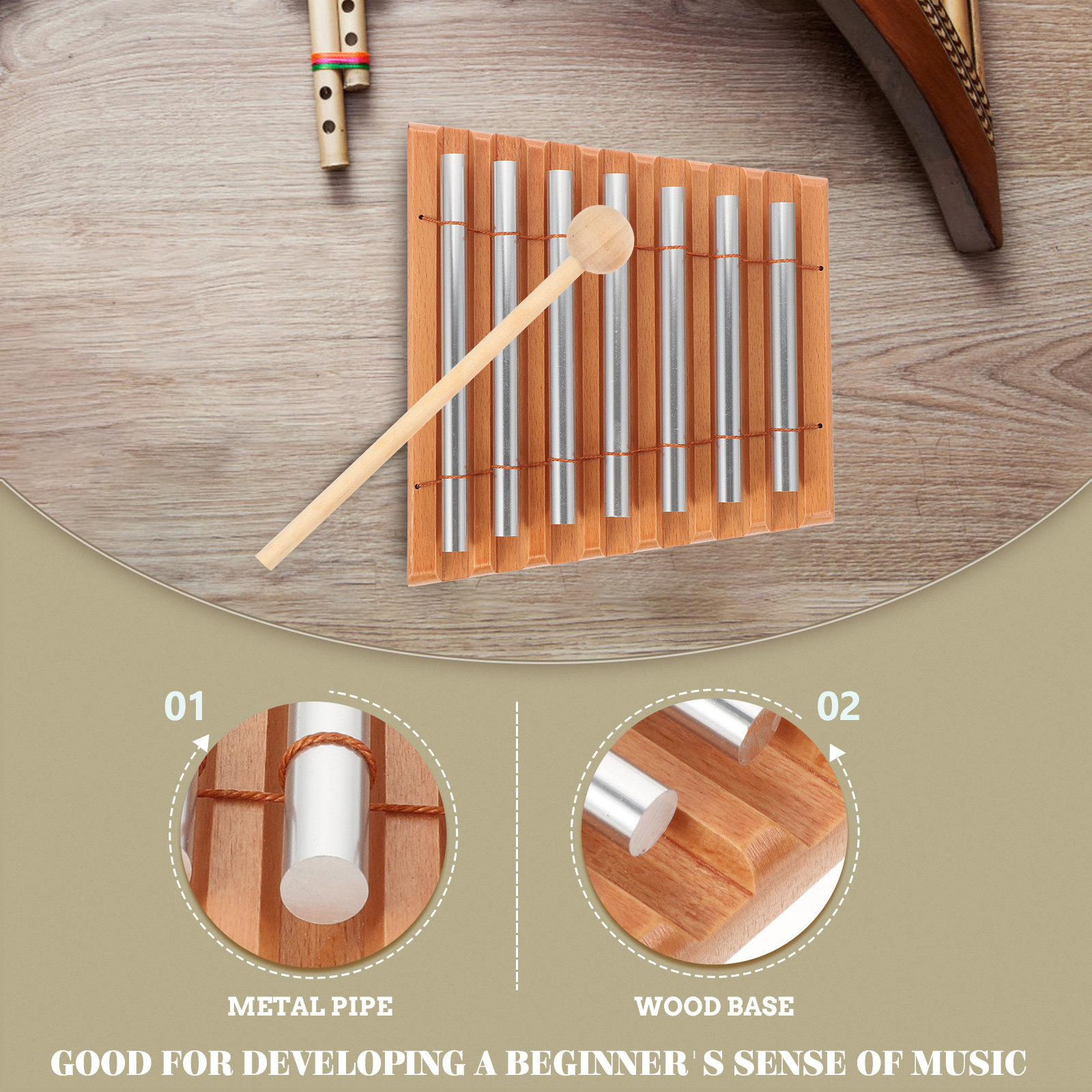 1Set Wooden Classroom Chime Se - Kids Yoga Education recension och pris