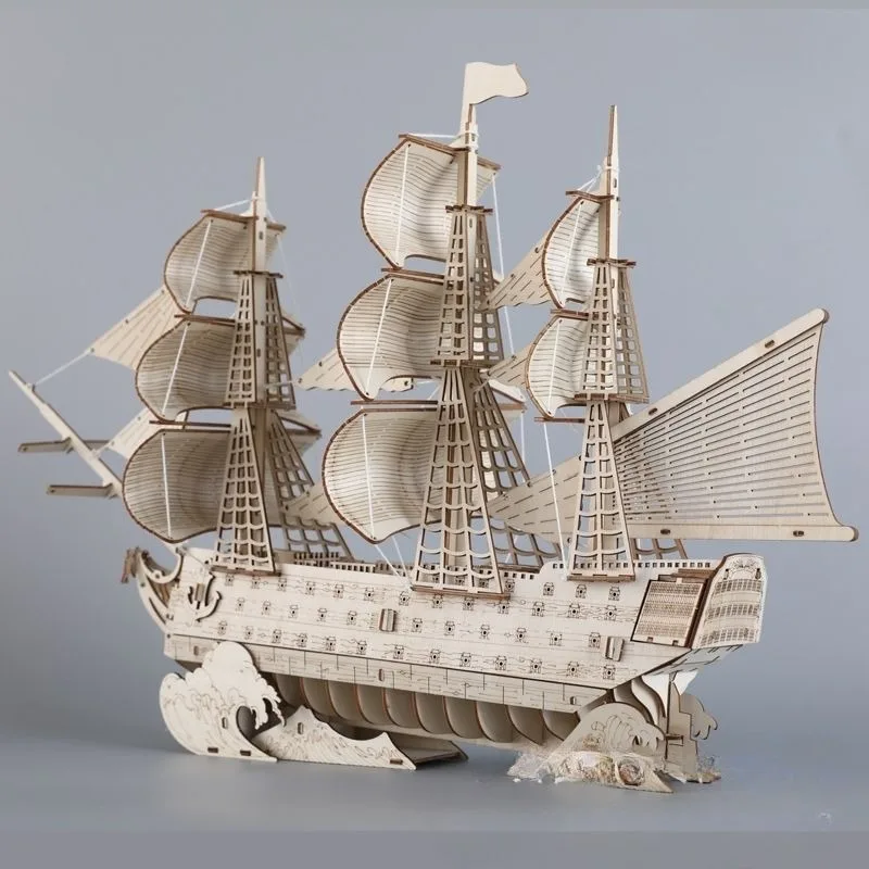 DIY Sailing Ship Toys 3D Woode - Kids Education Desk recension och pris