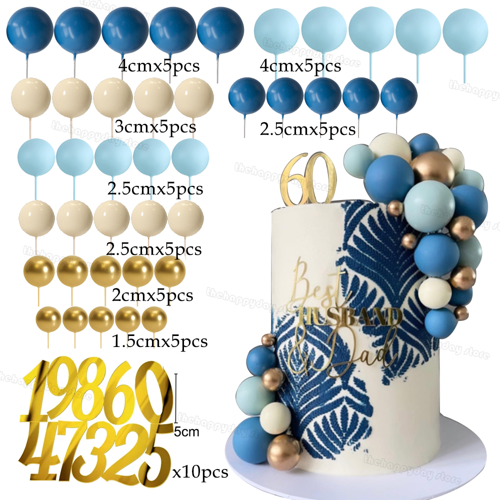 50Pcs Blue Cream Gold Balls Ca - Number Puzzle Foam recension och pris